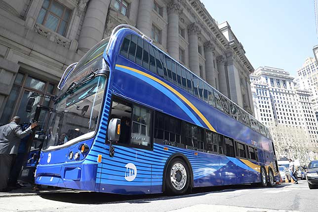 Double-decker buses in NYC