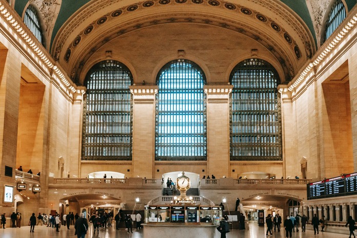 public railway station with classic interior