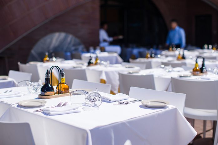 Served table set at restaraunt in New York outdoors